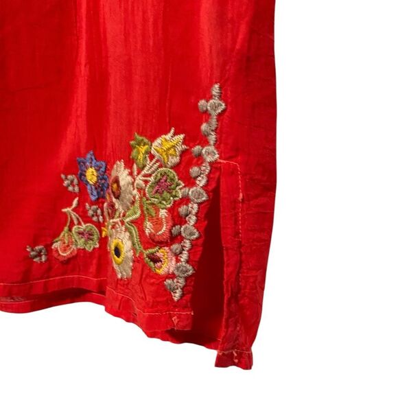 Johnny Was Red Coriander Tasseled Embroidered Blouse Boho Chic C17123 Size XXS - Picture 11 of 15
